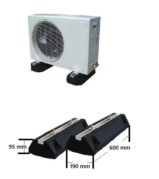 Supporto antivibrante per pompa di calore e condizionatore in gomma reciclata