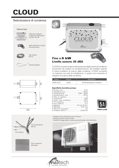 Nebulizzatore di condensa condizionatore da 7.000 Btu/h a 70.000 Btu/h 5 lt/h